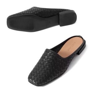 Everlane Black The Woven Leather Mule Slip On - 8.5